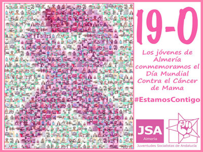 Juventudes Socialistas disea un lazo solidario contra el cncer de mama con la imagen de cientos de almerienses