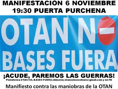 La Plataforma AntiOtan de Almera convoca una manifestacin para denunciar las maniobras militares que la OTAN est desarrollando en nuestra provincia