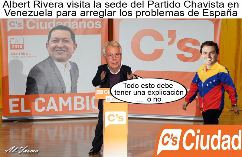 Albert Rivera visita la sede del Partido Chavista en Venezuela para arreglar los problemas de Espaa