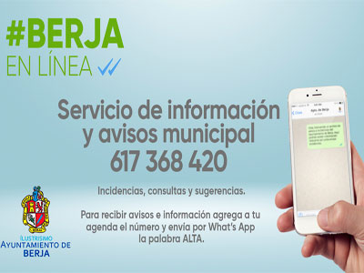 El Ayuntamiento de Berja pone en marcha un servicio de comunicacin a travs de Whatsapp
