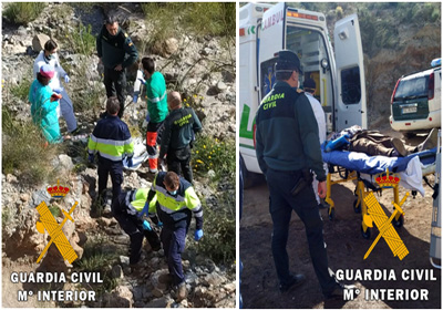 La Guardia Civil de Almería auxilia a una persona que se precipita por un barranco en Tabernas