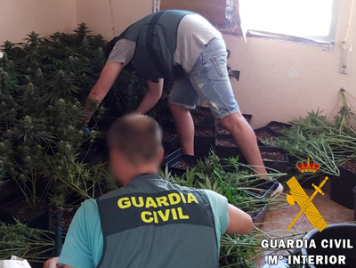 La Guardia Civil descubre un cultivo de marihuana durante la extincin de un incendio en una vivienda de Roquetas de Mar