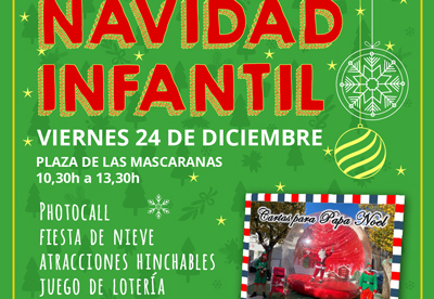 Navidad Infantil en Nochebuena en Huércal de Almería con hinchables, fiesta de nieve y carta a Papá Noel