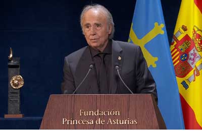 Noticia de Almera 24h: Joan Manuel Serrat al recoger el Premio Princesa de Asturias: No me gusta ser testigo de atrocidades sin unnimes y contundentes respuestas