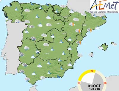 Noticia de Almera 24h: Tiempo previsto en Pennsula y Baleares desde 31-10-2024 hasta 06-11-2024