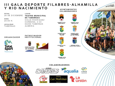 Total Sport Mediterranean premiar a 11 deportistas destacados de los Filabres-Alhamilla y Ro Nacimiento 