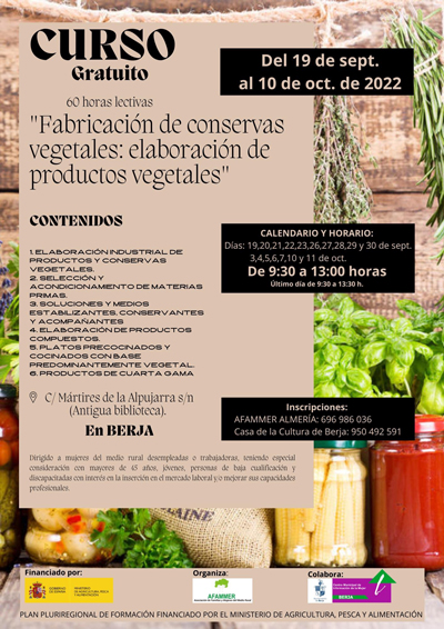 Berja organiza un curso de fabricacin de conservas vegetales