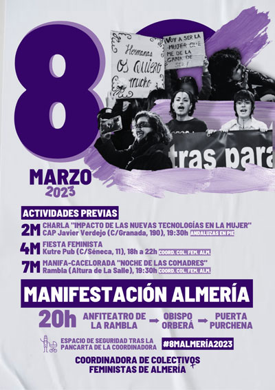 La coordinadora de Colectivos Feministas de Almera convoca a las mujeres de Almera a participar en la manifestacin del 8M