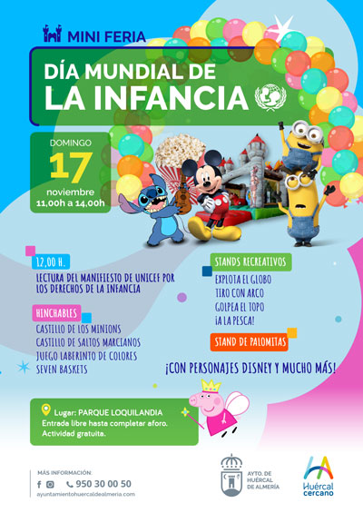 Hurcal de Almera celebra el Da Mundial de la Infancia este domingo 17 en el Parque Loquilandia