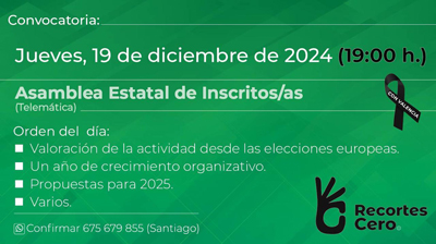 Recortes Cero realiza una asamblea general para valorar el 2024